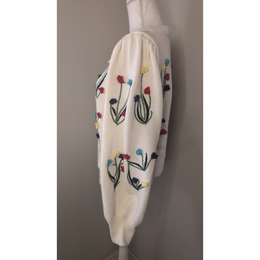 Alice+Olivia Wendell crochet colorful flower sweater - Picture 4 of 9